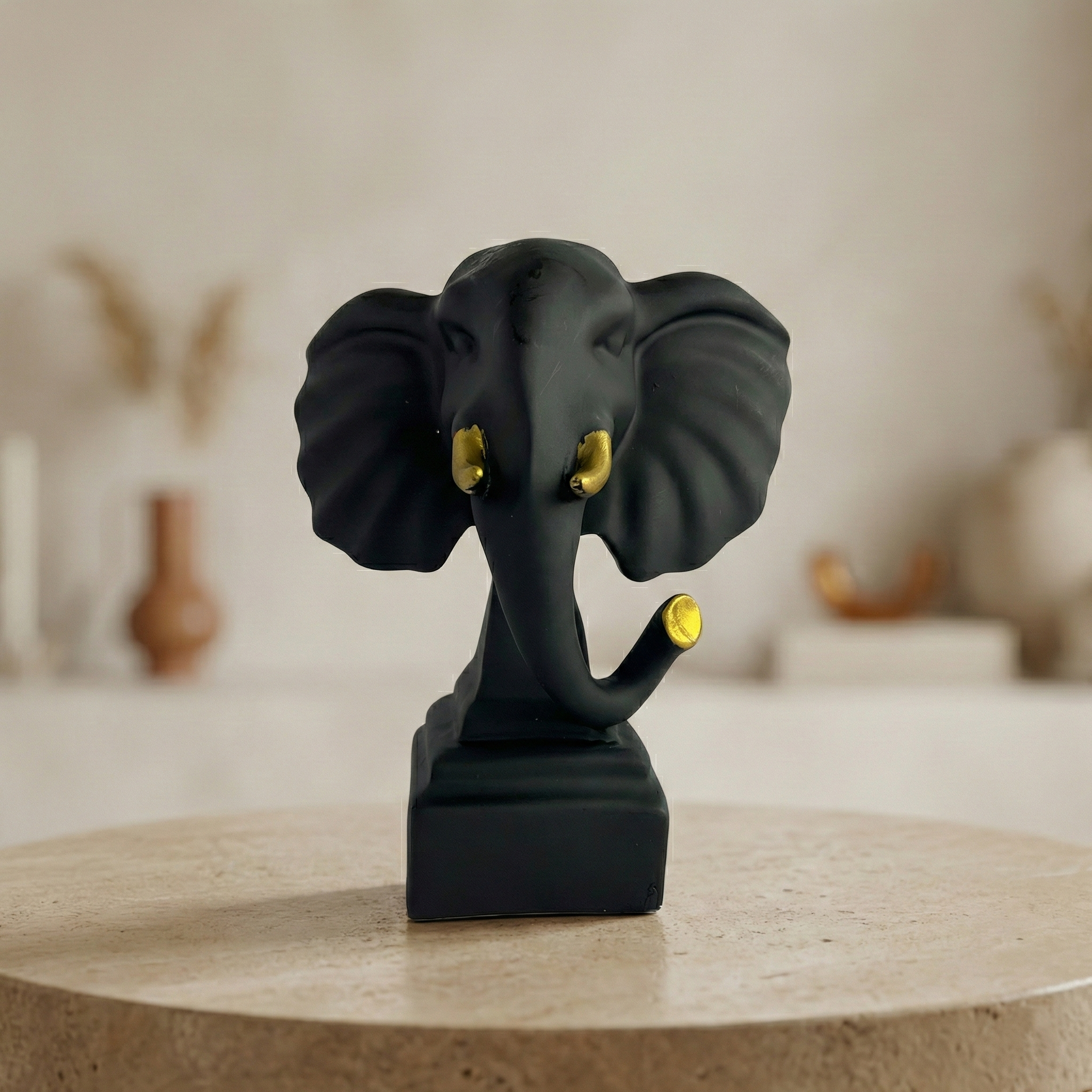 Gemini_Generated_Image_1h6a1j1h6a1j1h6a TCG 7" Black Elephant Face Statue - Image 1