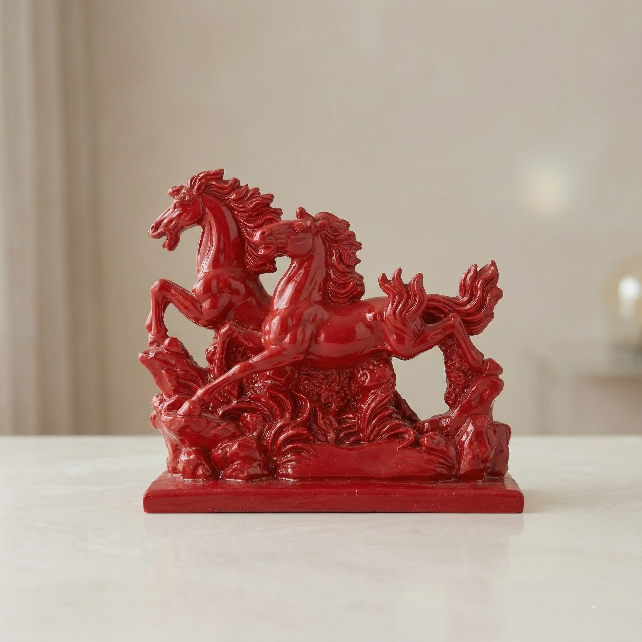 Gemini_Generated_Image_ctinjoctinjoctin TCG 8" Red Horse Running Couple Statue - Image 1