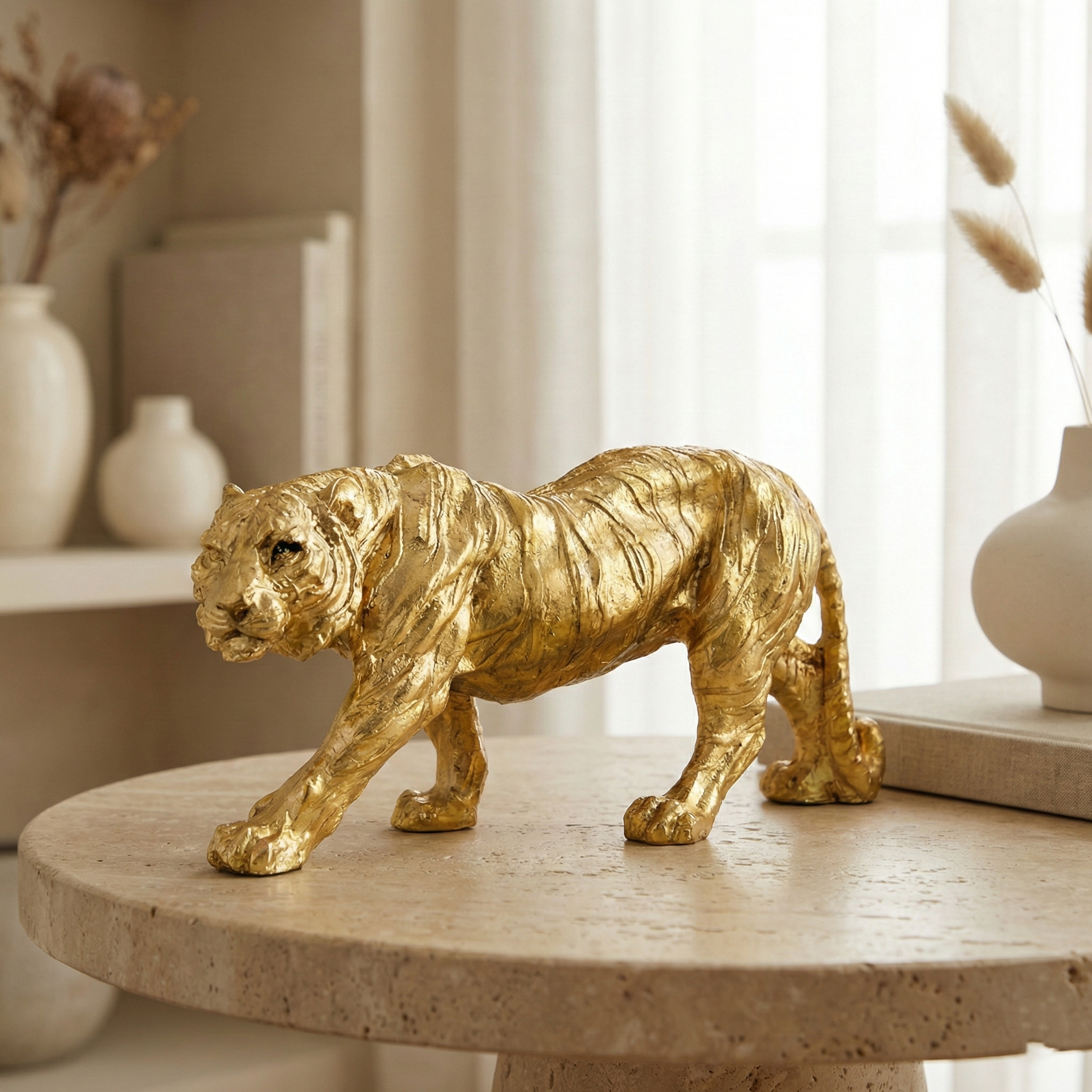Gemini_Generated_Image_nfhzkanfhzkanfhz TCG 5.9" Golden Lion Statue - Image 1