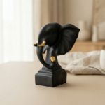 TCG 7" Black Elephant Face Statue - Image 3