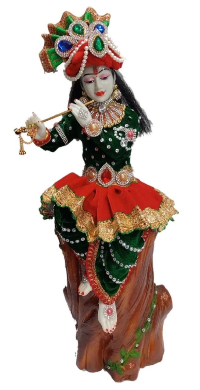 IMG-20230712-WA0015 20" Lord Krishna Murti decorative with stone - Image 1