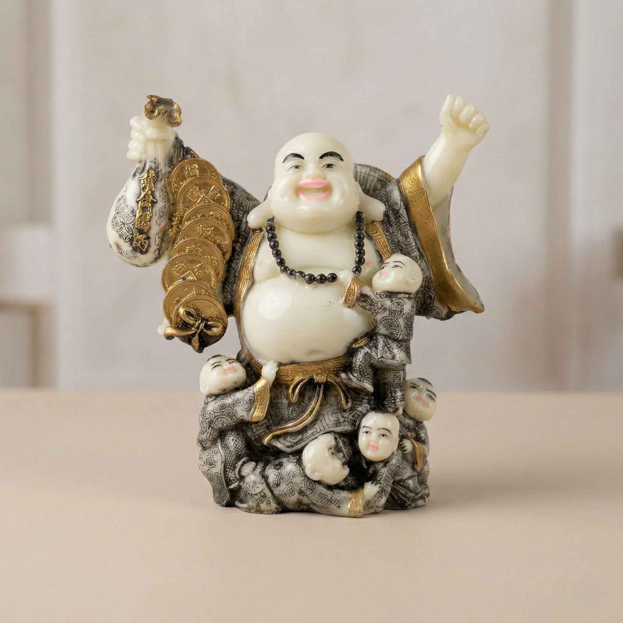 Made with LogoLicious Add Your Logo App TCG 10" Laughing Buddha with Lovely Babies - Image 1