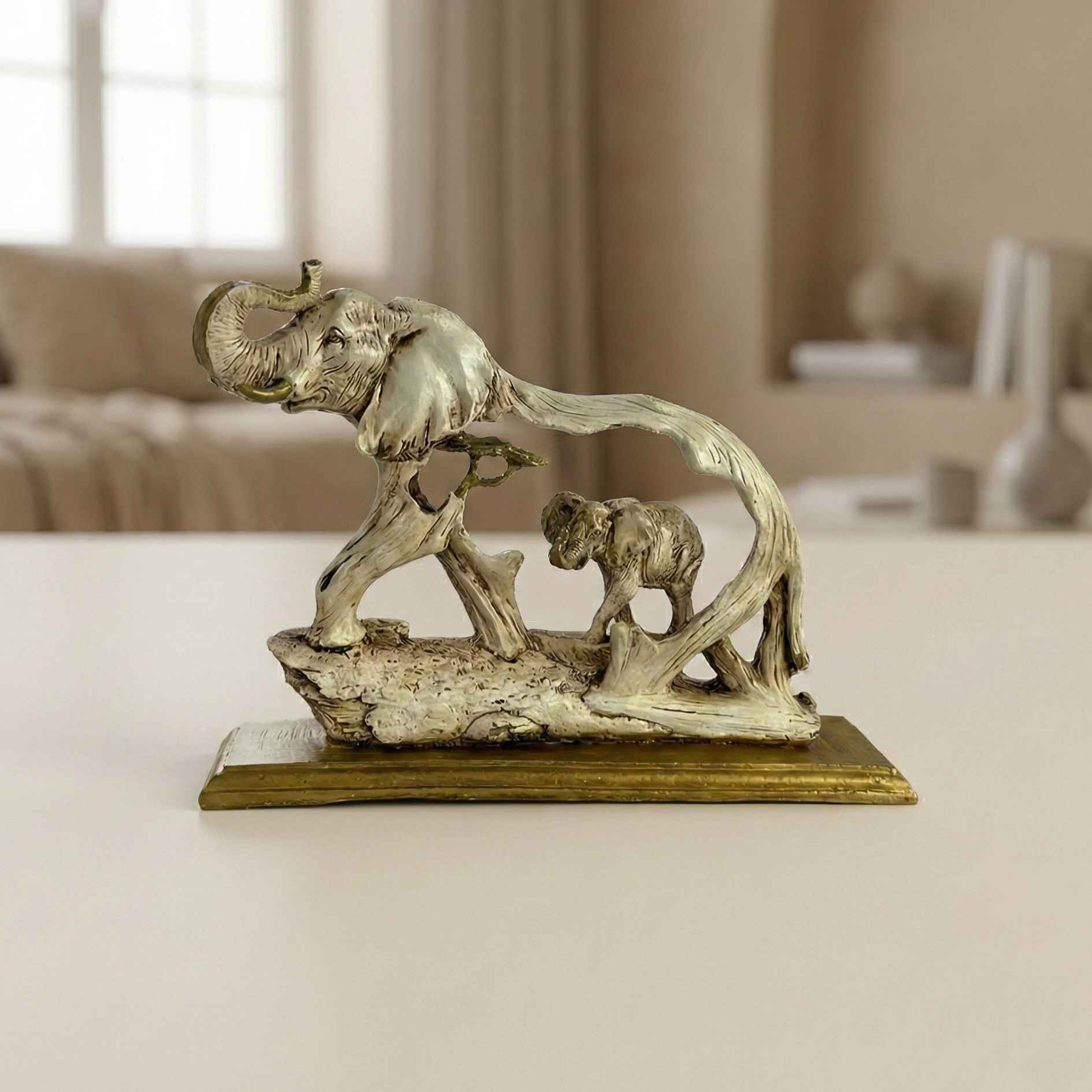 Made with LogoLicious Add Your Logo App TCG 10" Elephant Mother Love Statue - Image 1