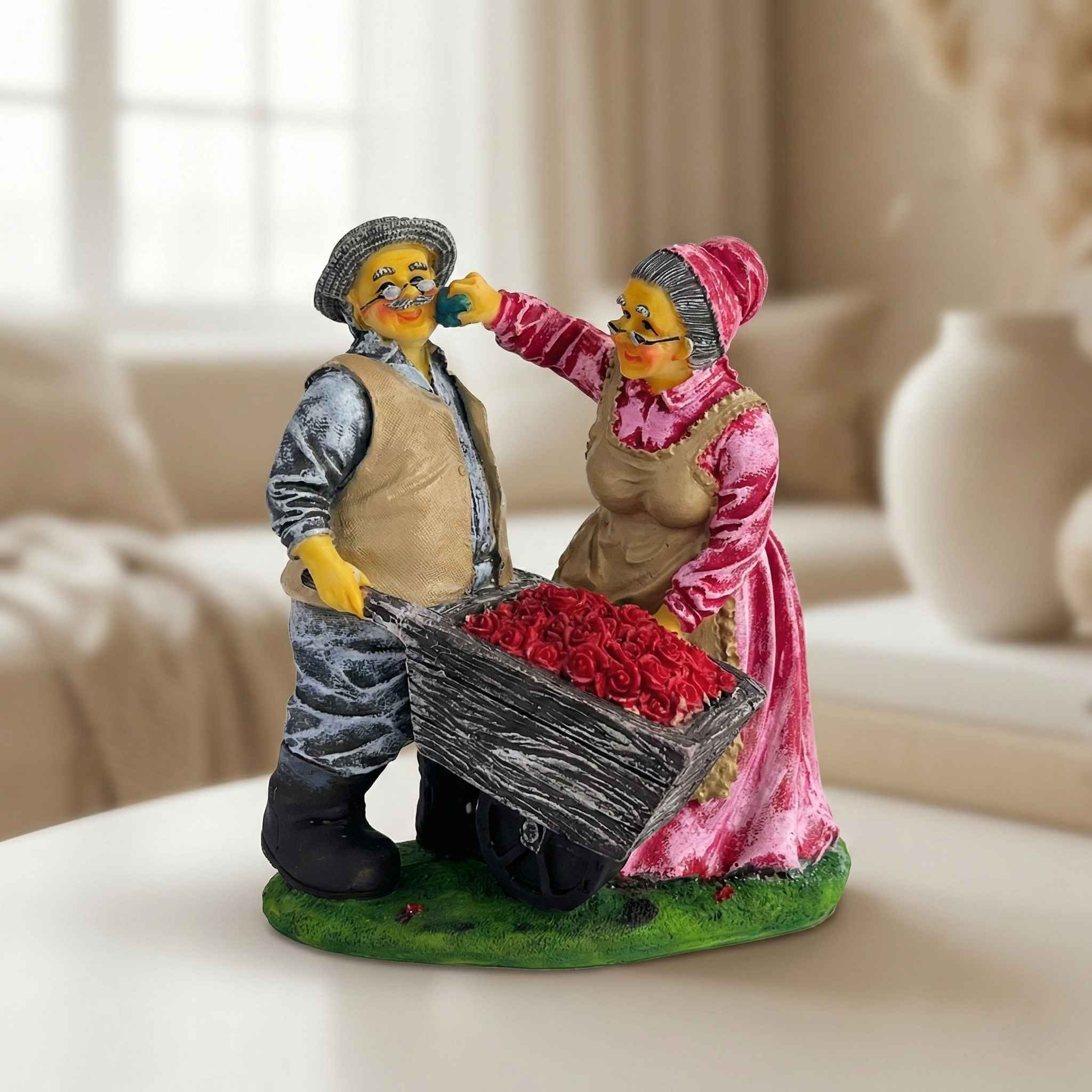 Made with LogoLicious Add Your Logo App TCG 7.4" Dada Dadi Statue with Flower Basket - Image 1