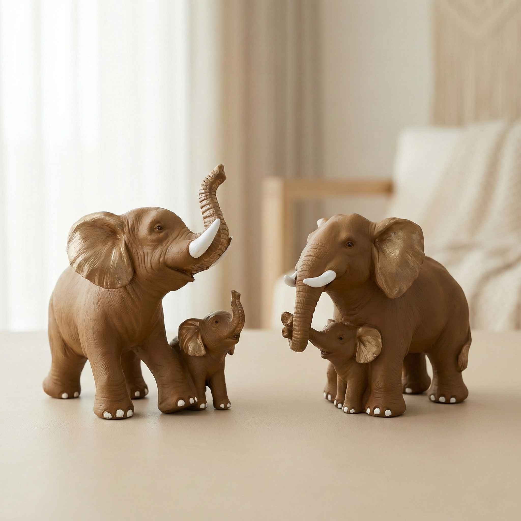 TCG 7" Elephant Family Statue - Image 1