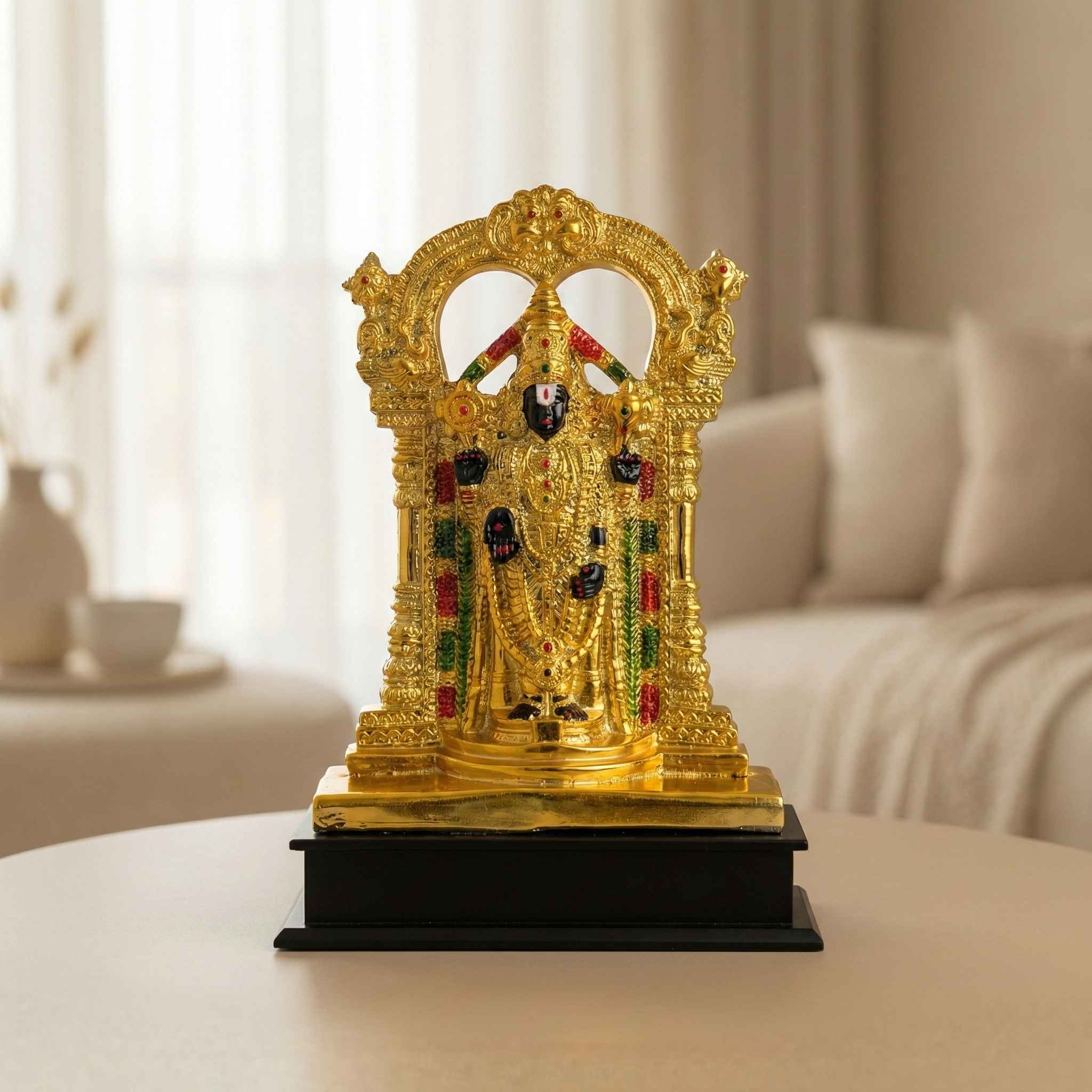 Made with LogoLicious Add Your Logo App TCG 11.8" Gold Tirupati Balaji Idol - Image 1